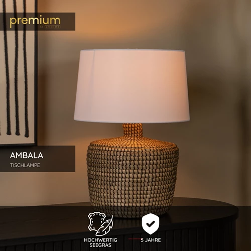 Lucide AMBALA - Tischlampe - Ø 35 cm - 1xE27 - Natürlich | Premium - USP